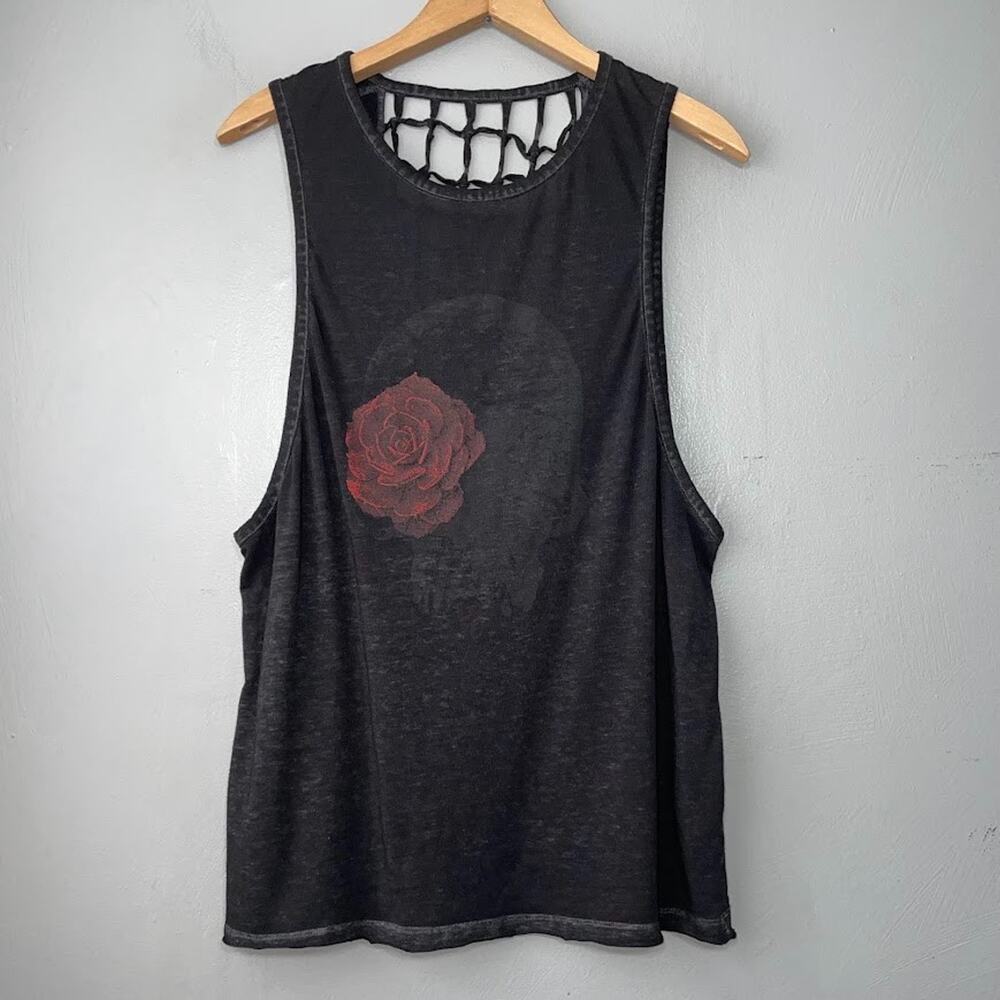 Skull Rose Size Large Black Knit Top Whimsigoth Dark Romantic Punk Emo Grunge